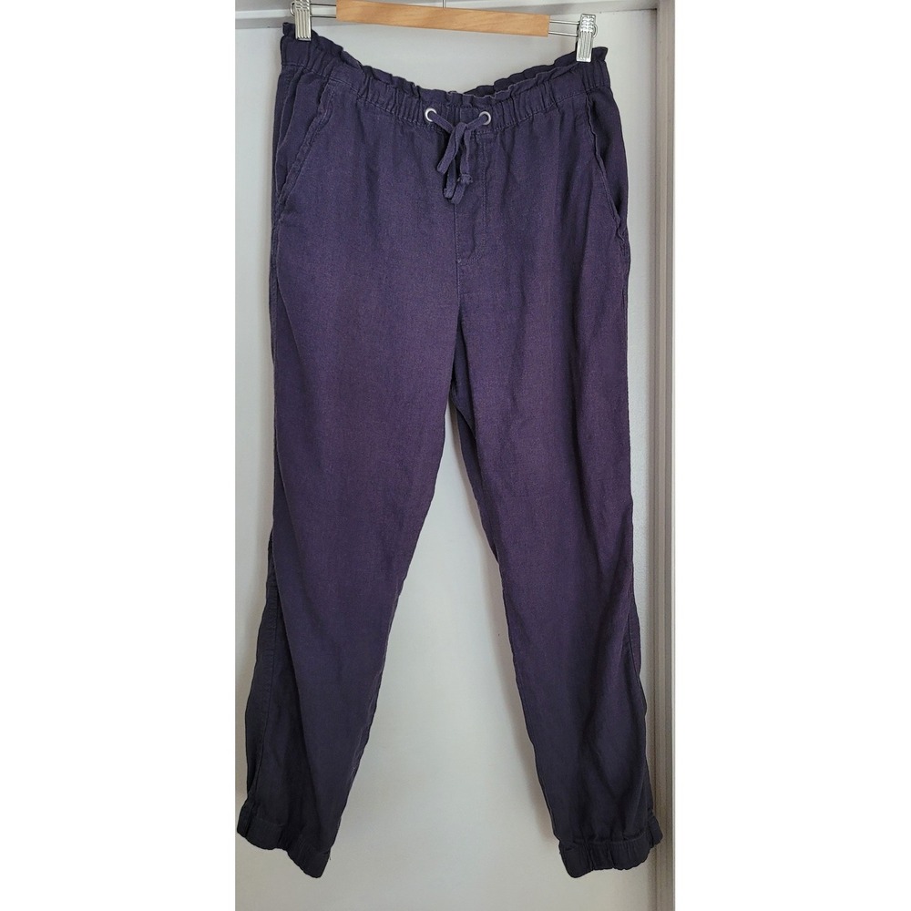 Social Standard by Sanctuary Women's Pants Joggers M Casual Blue Linen Blend‎